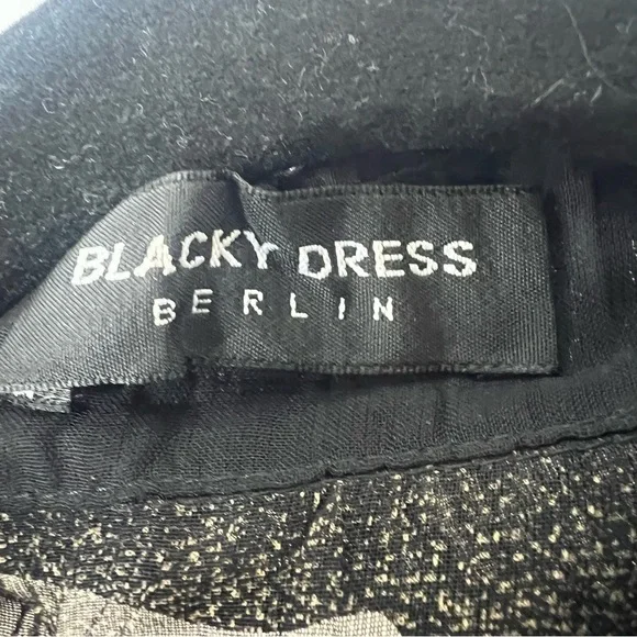 Vintage Blacky dress Berlin sleeved semi-sheer top. Black with Floral Design 8 - Picture 8 of 16